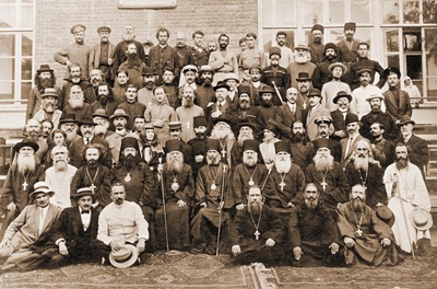 Собор Грузинской Православной Церкви, избравший Католикоса-Патриарха Кириона III (Садзаглишвили). Фотография. 1917 г.