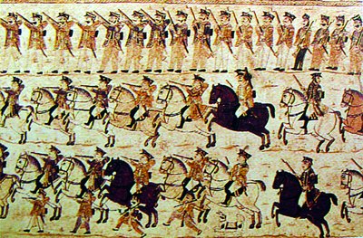 Появление европейцев. Роспись стен дворца Говинд-Махала в Орчхе. 1618 г.