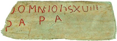 Фрагмент надписи с места захоронения Иоанна XVIII, папы Римского, в ц. Сан-Паоло фуори ле Мура в Риме. XI в.