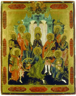 Девять мучеников Кизических. Икона. Кон. XVIII в. Палех (частное собрание)