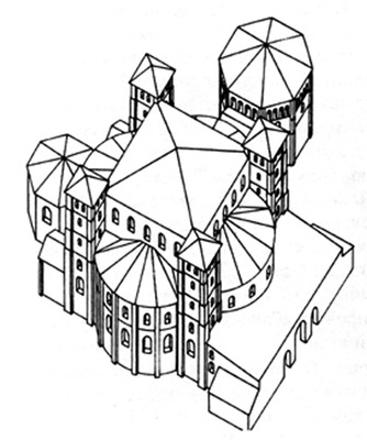 Церковь Сан-Ларенцо Маджоре в Милане. 376 - 377 гг. Изометрическая реконструкция.