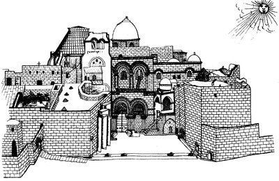 Храм Гроба Господня в Иерусалиме. Рис. В. Г. Григоровича-Барского. 1728–1729 гг.