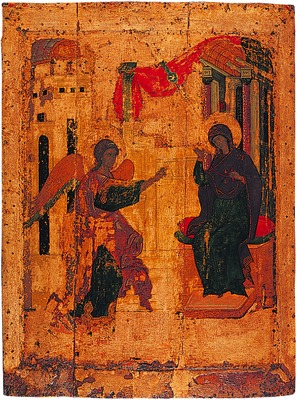 Благовещение. Икона из праздничного ряда иконостаса Успенского собора Кирилло-Белозерского мон-ря. 1497 г. (КБМЗ)