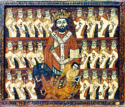 Христос и 24 апокалиптических старца. Икона. XVIII в. (Коптский музей, Каир)