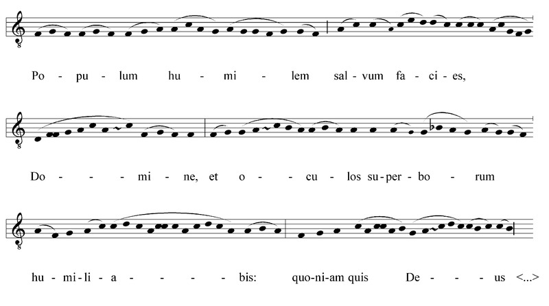 Невматический стиль григорианского пения: офферторий «Populum humilem» (Пс 17. 28)