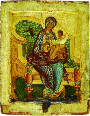 Икона Божией матери «Гора Нерукосечная». Сер. XVI в. (ГТГ)