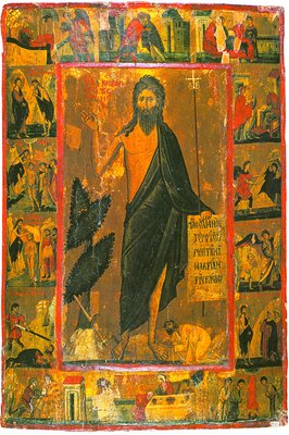 Св. Иоанн Креститель, с житием. Икона. Нач. XIII в. (мон-рь вмц. Екатерины на Синае)