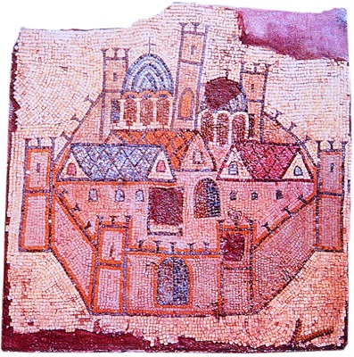 Мозаика пола ранневизант. периода с изображением христ. города из ц. св. Иоанна в Хирбет-эс-Самра