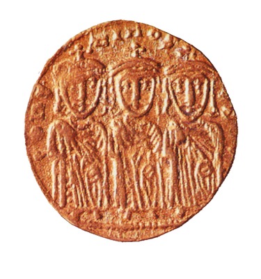 Лев III, Константин V и Лев IV (реверс). Номисма