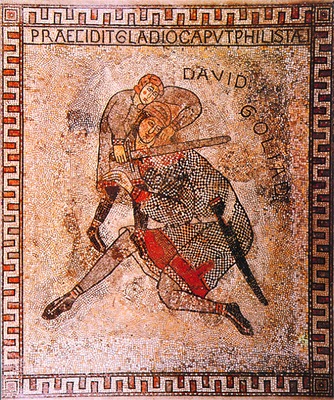 Давид и Голиаф. Мозаика крипты в соборе св. Гереона в Кёльне. 1160 г.