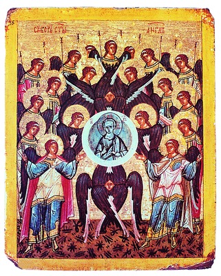 Собор ангелов. Икона. Кон. XV в. (НГОМЗ)
