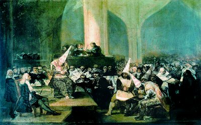 Трибунал инквизиции. Худож. Ф. Гойя. 1812-1819 гг. (Музей Королевской академии изобразительных искусств Сан-Фернандо, Мадрид)