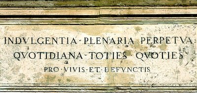 Объявление об индульгенции на фасаде базилики Сан-Джованни ин Латерано в Риме