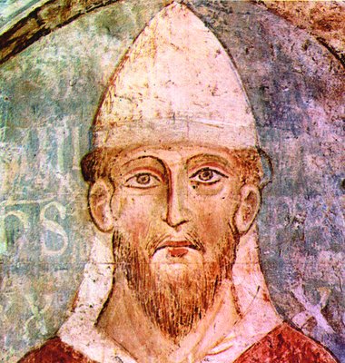 Иоанн IX, папа Римский. Роспись ц. Сан-Пьетро а Градо в Пизе. XIII в.