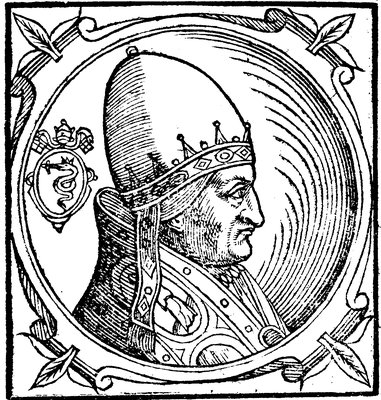 Иннокентий IV, папа Римский. Гравюра. 1600 г. (Sacchi. Vitis pontificum. 1626) (РГБ)