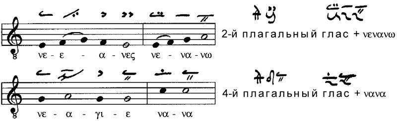 Пример 2. Дополнительные визант. интонацион-ные формулы.