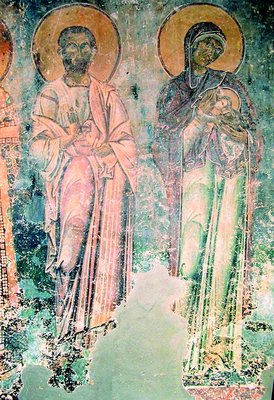 Праведные Иоаким и Анна. Роспись ц. вмч. Георгия в Курбинове, Македония. 1191 г.