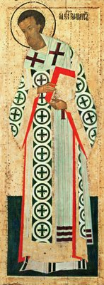 Свт. Иоанн Златоуст. Икона. 90-е гг. XV в. или 1502–1503 гг. Мастер Дионисий (ГТГ)
