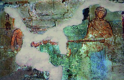 Иов на гноище. Роспись зап. стены нартекса Николо-Дворищенского собора в Вел. Новгороде. Ок. 1118 г.