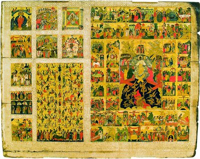 Воскресение Христово. Сошествие во ад, с клеймами праздников. Икона. 1567–1568 гг. Мастер Дионисий Гринков (ВГИАХМЗ)