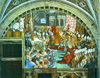 Коронование Карла Великого папой Львом III. Фреска в Станца дель Инчендио ди Борго, Ватикан. 1514-1517 гг. Худож. Рафаэль