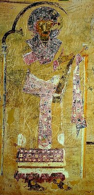 Св. Димитрий II Самопожертвователь. Роспись церкви мон-ря Удабно в Гареджи. Ок. 1280 г.