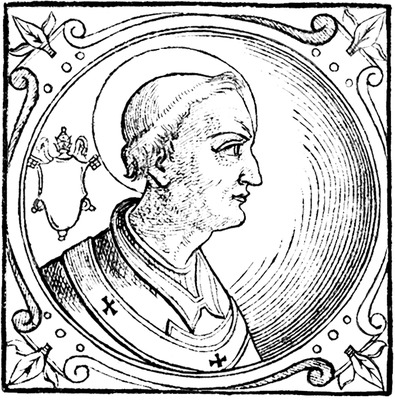 Бонифаций I. Гравюра. 1600 г. (Sacchi. Vitis pontificum. 1626) (РГБ)