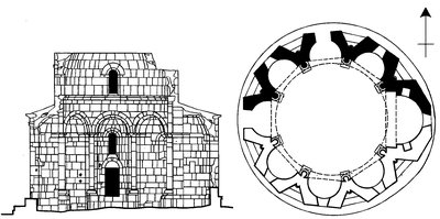 Церковь Заровар. Между 666 и 685 гг. Разрез и план
