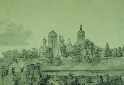 Боголюбский мон-рь. Литография. 1875 г. (ГИМ)