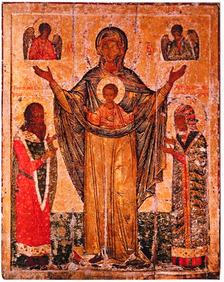 Мирожская икона Божией Матери (Воплощение). 2-я пол. XVI в. (ПИАМ)