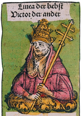 Виктор II, папа Римский. Раскрашенная гравюра (Shedel H. Liber chronicarum. 1493) (РГБ)