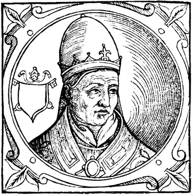 Бонифаций VI. Гравюра. 1600 г. (Sacchi. Vitis pontificum. 1626) (РГБ)