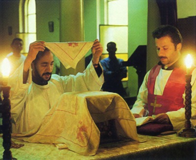 Богослужение в храме Коптской католической Церкви в Каире. Фотография. 1998 г.