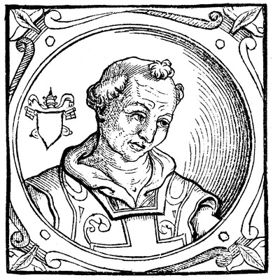 Бенедикт VII, папа Римский. Гравюра (Sacchi. Vitis pontificum. 1626)