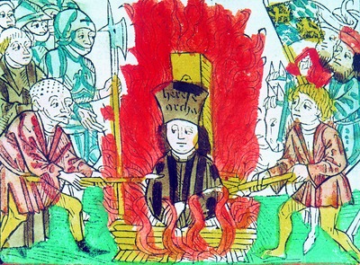 Сожжение Яна Гуса по решению Констанцского Собора 6 июля 1415 г. Гравюра. 1483 г. (РГБ)