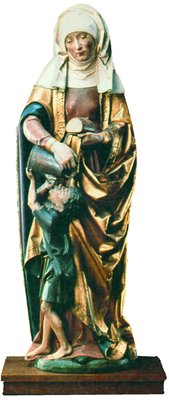 Св. Елизавета Тюрингская помогает страждующему. 1493 г. Мастерская Йорга Сирлина (капелла св. Лаврентия в Роттвайле)