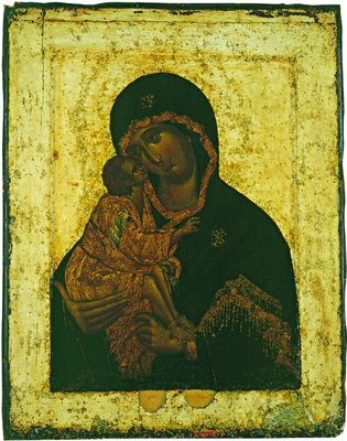 Донская икона Божией Матери. 80-90-е гг. XIV в. Мастер Феофан Грек (?) (ГТГ)