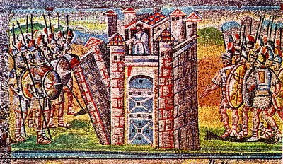 Падение стен Иерихона. Мозаика ц. Санта-Мария Маджоре в Риме. 432–440 гг.