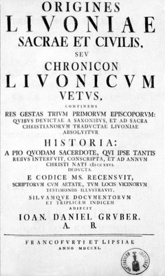 Генрих Латвийский. Титульный лист «Хроники Ливонии». Франкфурт; Лпц., 1740 (ГПИБ)