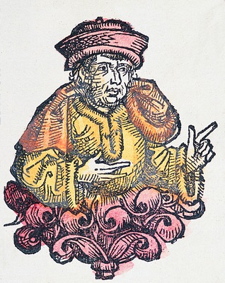 Арнобий Старший. Раскрашенная гравюра (Schedel H. Liber chronicarum. 1493)