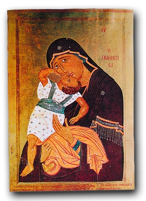 Икона Божией Матери &quot;Взыграние младенца&quot;. 1422 г. Мастер Макарий Зограф (Худож. галерея Скопье)