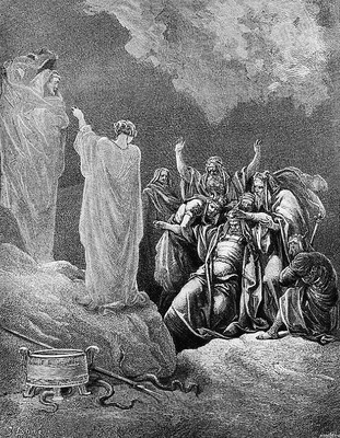 Саул перед Аэндорской волшебницей (1 Цар 28. 3–25). Гравюра Г. Доре