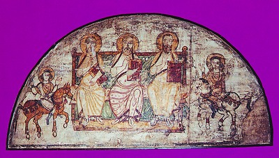 Прп. Аполлоний с двумя преподобными. Роспись из мон-ря Бауит. VI-VII вв. (Коптский музей. Каир)