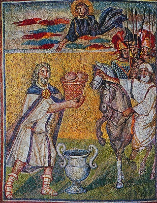 Мелхиседек благословляет Авраама. Мозаика ц. Санта-Мария Маджоре в Риме. 432–444 гг.