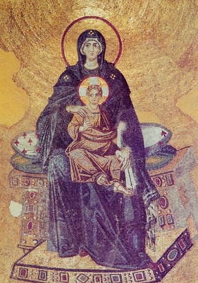 Богородица с младенцем Христом. Мозаика собора Св. Софии в Константинополе. 867 г.