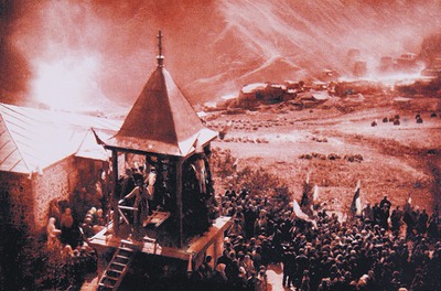 Освящение церкви и школы в с. Ход. Алагирское ущелье. Фотография. 1900 г.