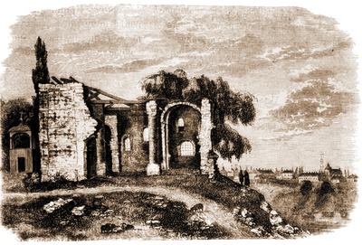 Развалины Борисоглебской (Коложской) церкви. Литография. 1882 г.