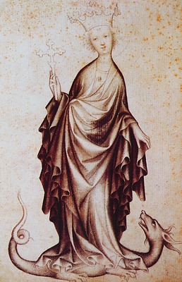 Вмц. Марина Антиохийская. Рисунок. Ок. 1400 г. (Музей изобразительных искусств. Будапешт)