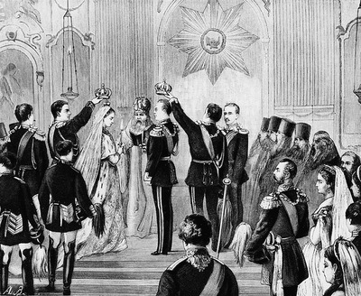 Бракосочетание цесаревича Александра Александровича с принцессой Дагмарой в 1866 г. Фототипия. 1882 г. (РГБ)