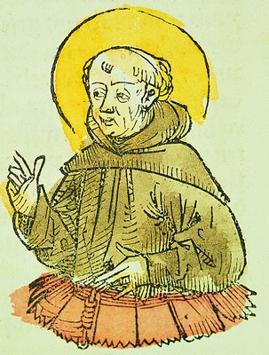 Антоний Падуанский. Миниатюра. Раскрашенная гравюра. (Schedel H. Liber chronicarum. 1493)